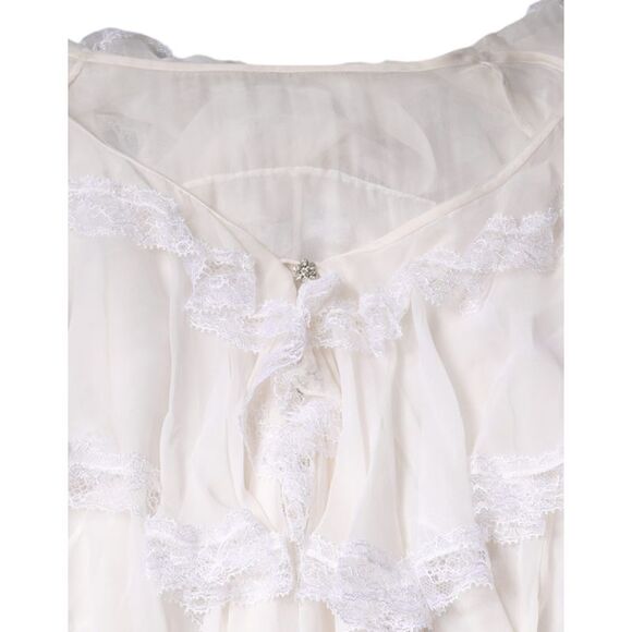 Dolce & Gabbana Lace Trim Chiffon Blouse Women White Tops & T-Shirts